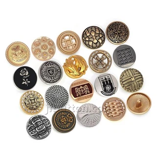 Butang logam shank selesai antik bulat