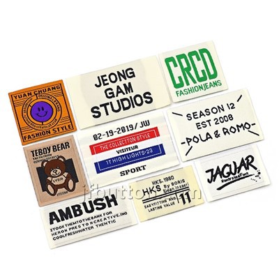 Label kapas tenunan dengan nama jenama